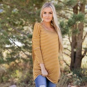 🔻PRICE DROP🔻Steady She Goes Striped Top Mustard